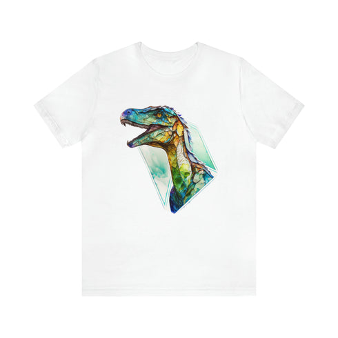 Stained Glass Velociraptor - Short Sleeve Tee White